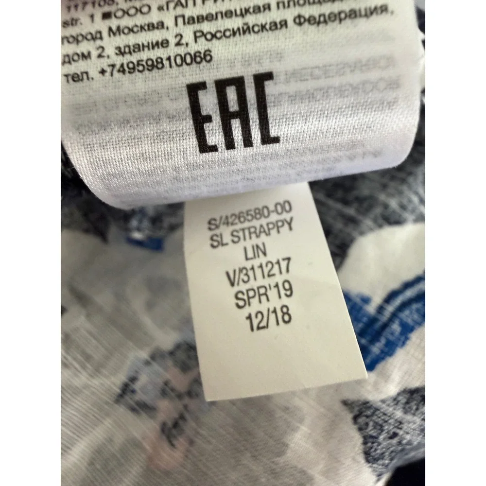 Banana Republic Floral Linen‎ Cotton Wide Leg Strappy Jumpsuit Navy Womens 4